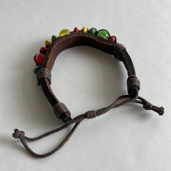 Green,Yellow, & Red Evil Eye drawstring Bracelet - Picture 2 of 2